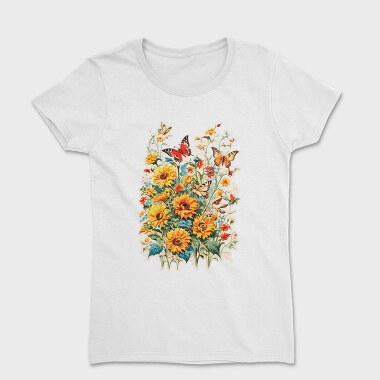 Butterfly and Flowers, Women's T-Shirt