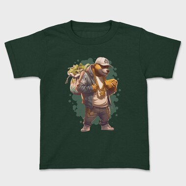 Gangster Bear Money Gold, Kids' T-Shirt
