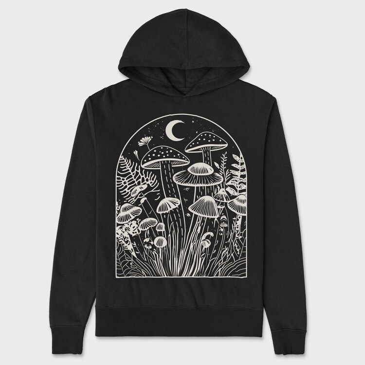 Mushrooms Moon Monochrome, Унисекс Мъжко Суичър