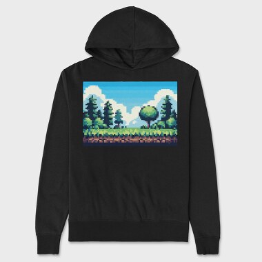 Pixel Art Landscape, Unisex Men's Hoodie