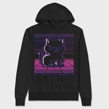 Pixel White Cat, Unisex Men's Hoodie