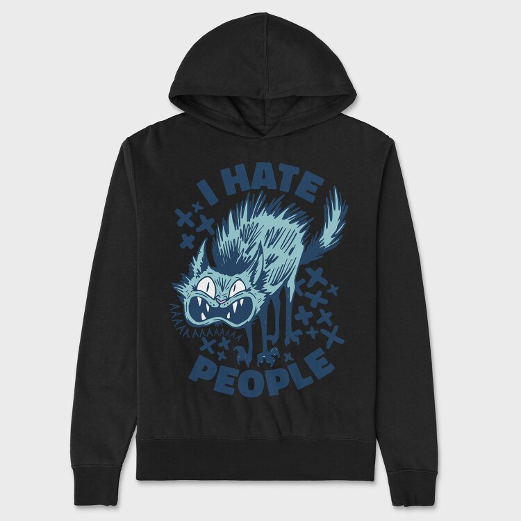 Cat I Hate People, Unisex Men's Hoodie