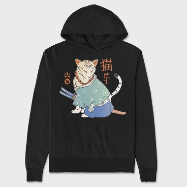 Samurai Cat Traditional, Unisex Men's Hoodie