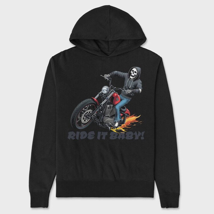 Skeleton Flames Moto, Unisex Men's Hoodie