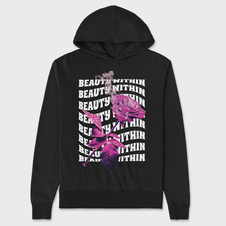 Glitter Fire Rose, Unisex Men's Hoodie