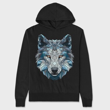 Polygonal White Wolf, Unisex Men's Hoodie