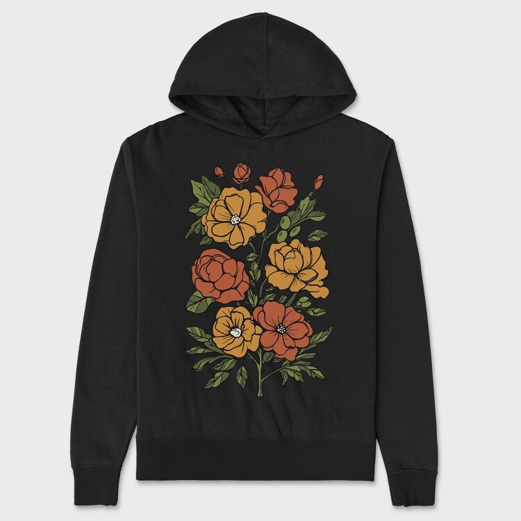 Orange Flowers, Unisex Men's Hoodie