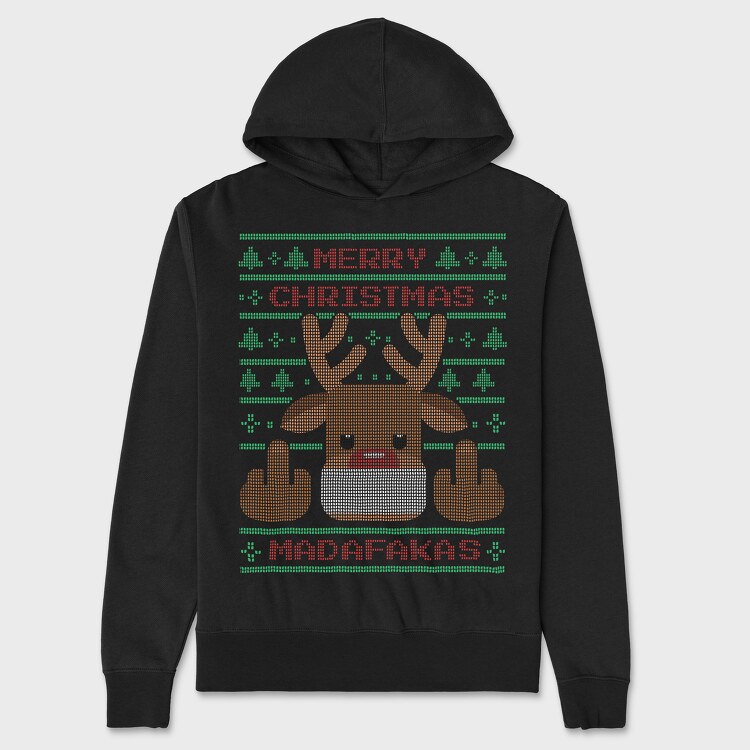 Reindeer Middle Finger Ugly Sweater, Унисекс Мъжко Суичър
