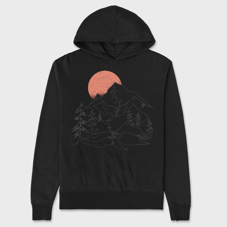 Lineart Landscape, Unisex Men's Hoodie