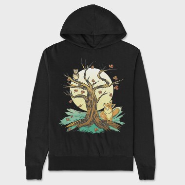 Owl Fox Tree, Unisex Men's Hoodie