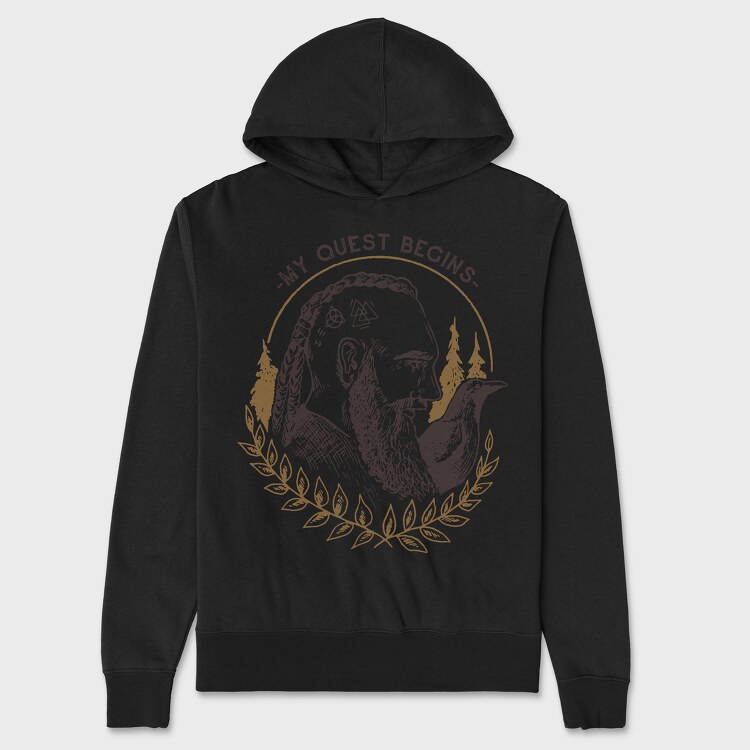 My Quest Begins Viking, Unisex Men's Hoodie