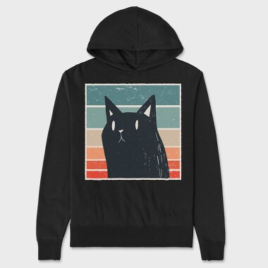 Retro Black Cat, Unisex Men's Hoodie