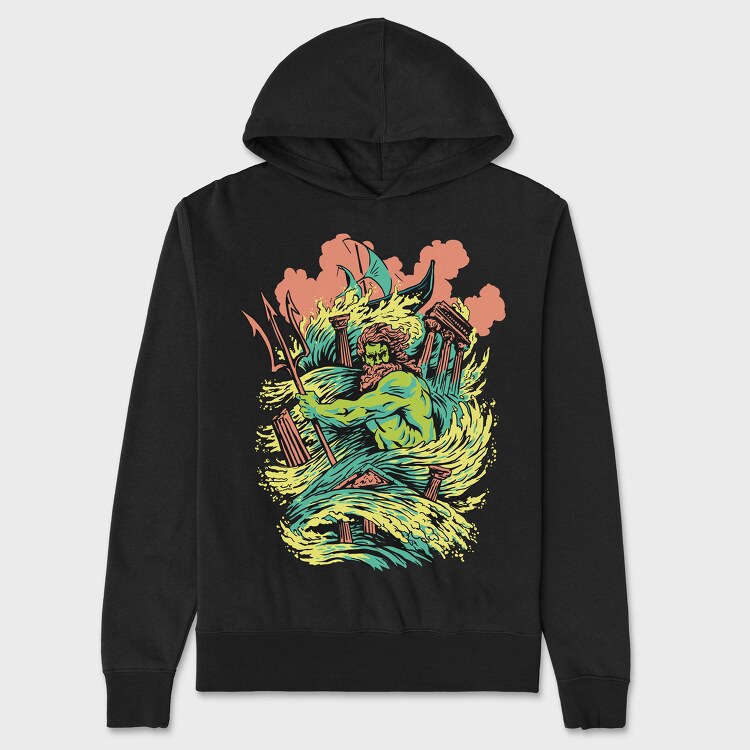 Mythology Poseidon, Unisex Men's Hoodie