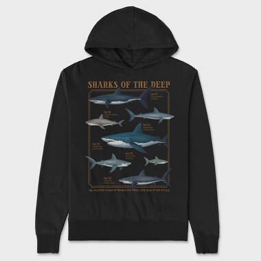 Sharks of the Deep, Unisex Men's Hoodie