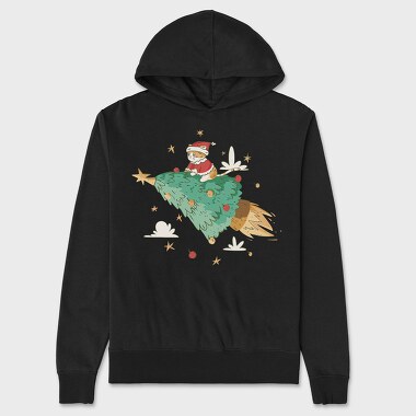 Santa Cat Christmas Tree, Unisex Men's Hoodie