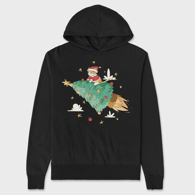 Santa Cat Christmas Tree, Unisex Men's Hoodie