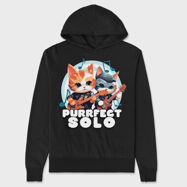 Purrfect Solo Cats Guitar, Unisex Men's Hoodie