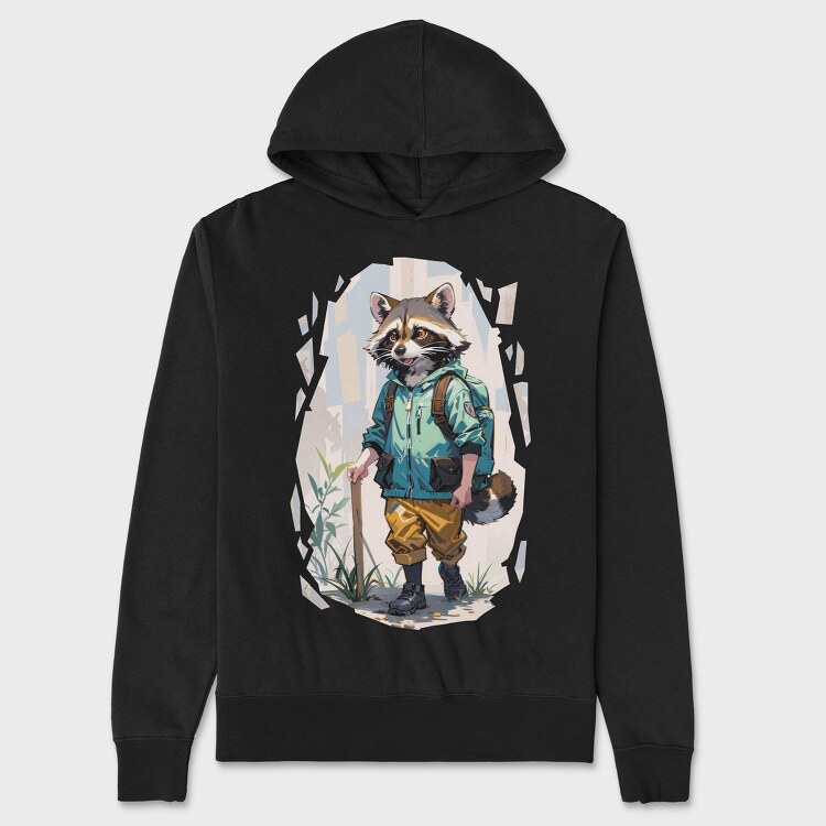 Raccoon Hiking, Unisex Men's Hoodie