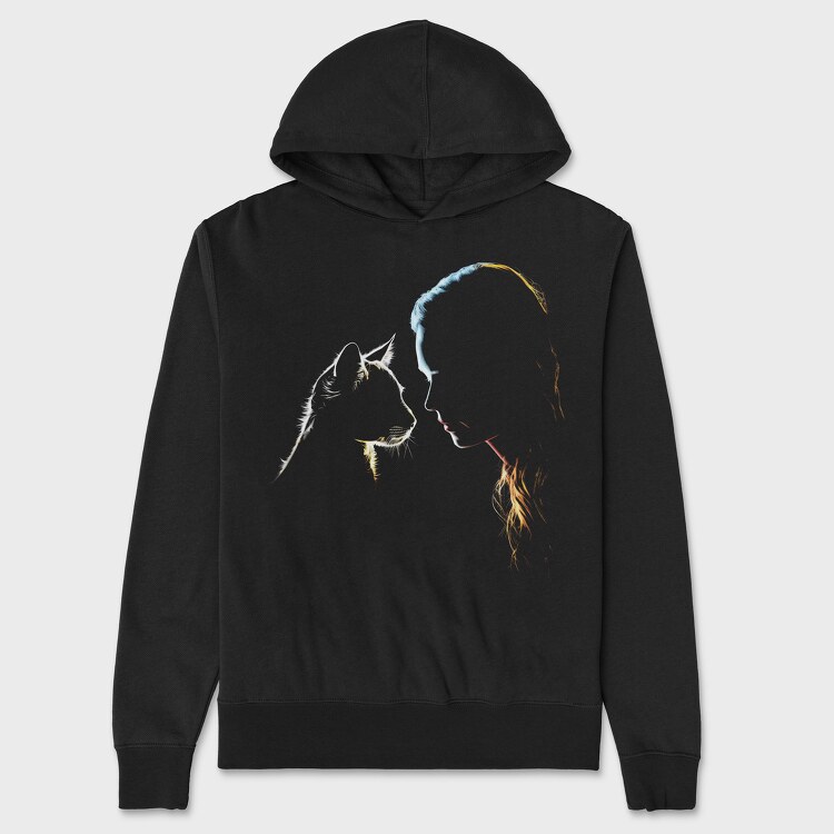 Person and Cat, Unisex Men's Hoodie