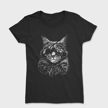 Cat Eyepatch Portrait, Women's T-Shirt