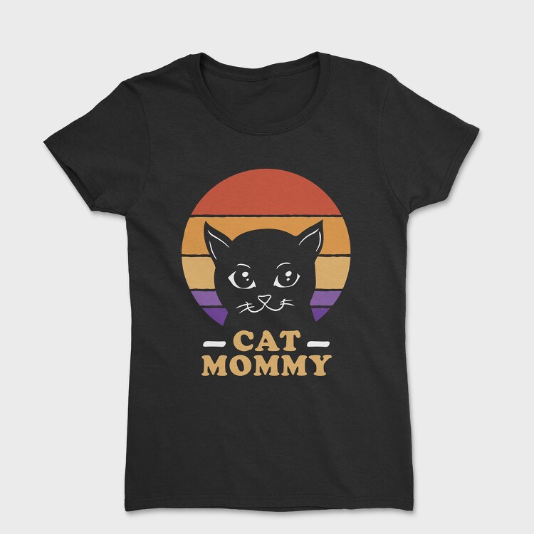 Cat Mommy Retro Sunset, Дамска Тениска