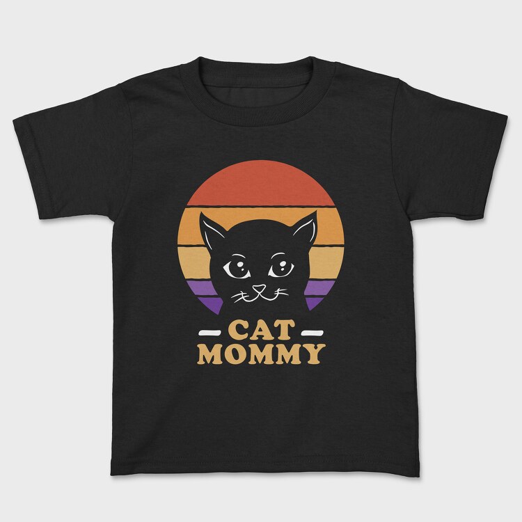 Cat Mommy Retro Sunset, Kids' T-Shirt