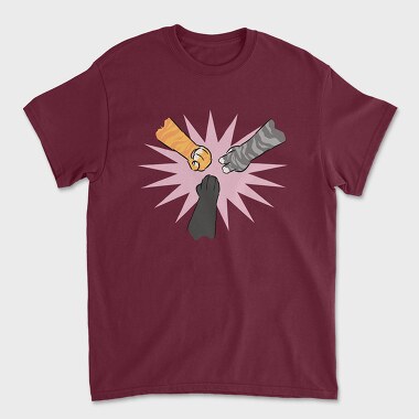 Cat Paws Playing Rock Paper Scissors, Unisex Men's T-Shirt
