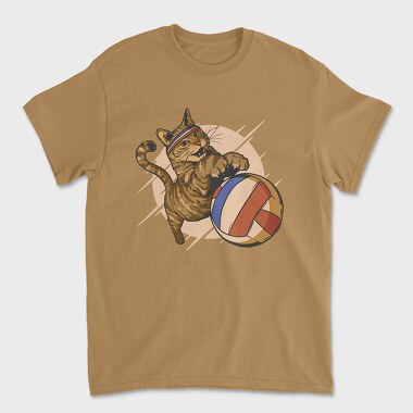 Cat Playing Volleyball, Unisex Men's T-Shirt