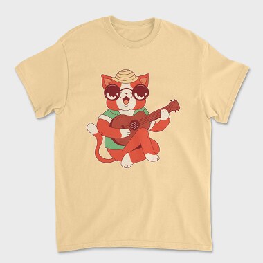 Cat Ukelele, Unisex Men's T-Shirt