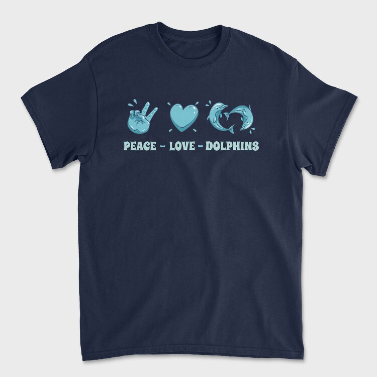 Heart Dolphin, Унисекс Мъжка Тениска