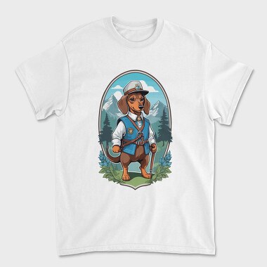 Hiking Dog, Unisex Men's T-Shirt