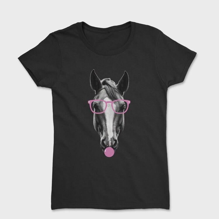 Horse Bubblegum Monochrome, Women's T-Shirt
