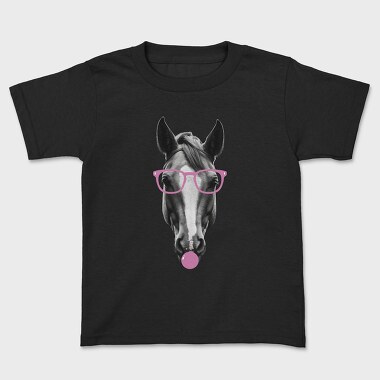 Horse Bubblegum Monochrome, Kids' T-Shirt