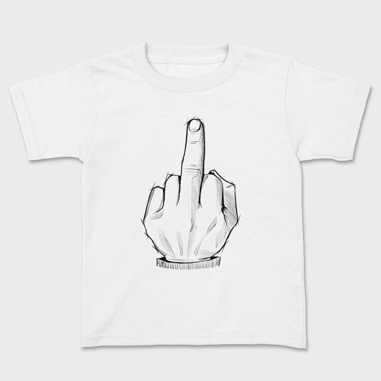 Middle Finger Sketch, Kids' T-Shirt