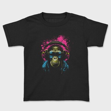 Monkey Headphones Portrait, Детска Тениска