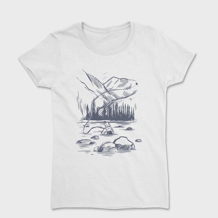 Monochrome Fisherman, Women's T-Shirt