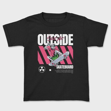 Kids' T-Shirt, Outside Skateboard 1
