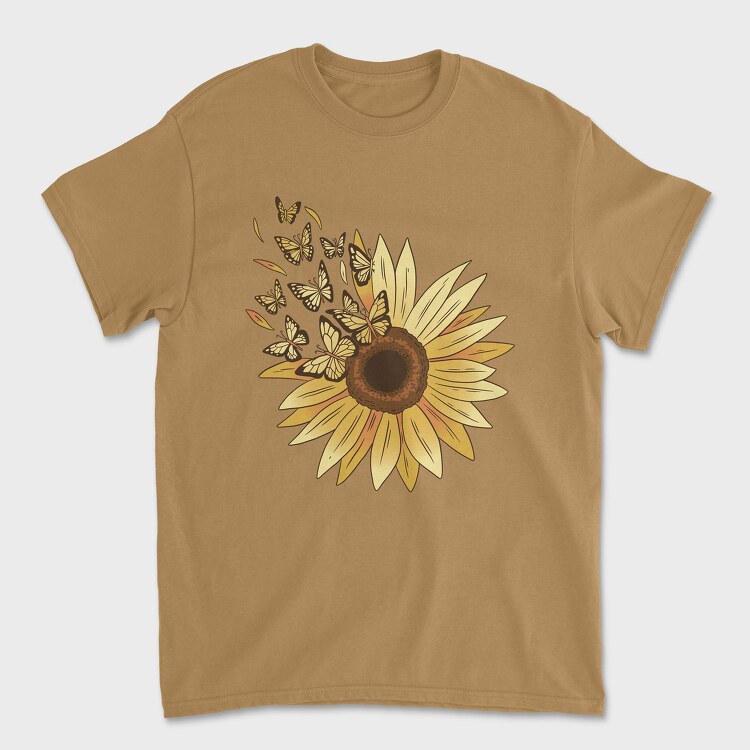 Sunflower and Butterflies, Unisex Men's T-Shirt