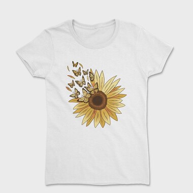 Sunflower and Butterflies, Women's T-Shirt