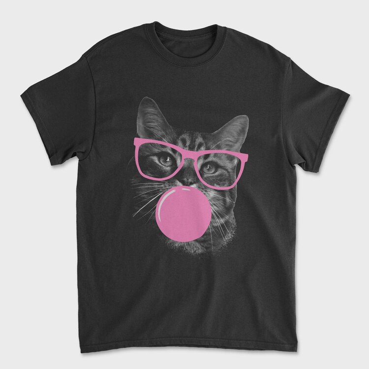 Sunglasses Cat Bubblegum Monochrome, Unisex Men's T-Shirt