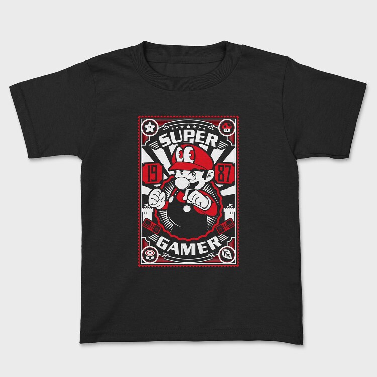 Super Gamer 1987 Mario, Kids' T-Shirt