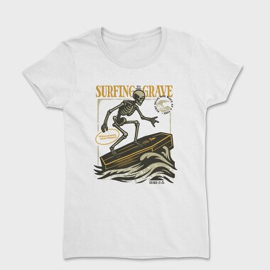 Surfing Grave Skeleton, Women's T-Shirt