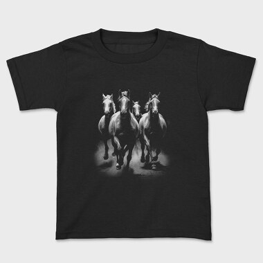 Horses Monochrome, Kids' T-Shirt