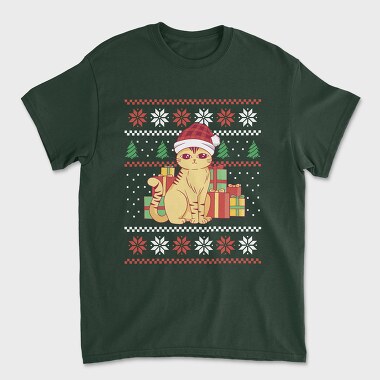 Cat With Gifts Ugly Sweater, Unisex Men's T-Shirt