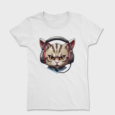 Angry Cat Earphones, Women's T-Shirt