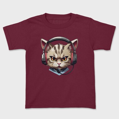 Angry Cat Earphones, Kids' T-Shirt