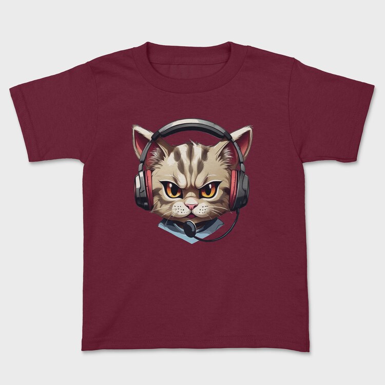 Angry Cat Earphones, Kids' T-Shirt