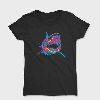 Дамска Тениска, Angry Shark Neon