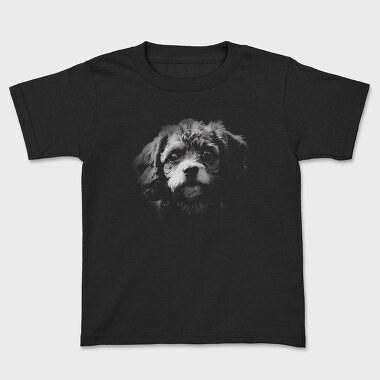 Cavapoo Dog Monochrome, Kids' T-Shirt