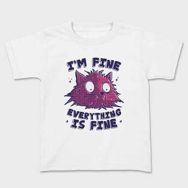 Everything Is Fine Stressed Cat, Kids' T-Shirt